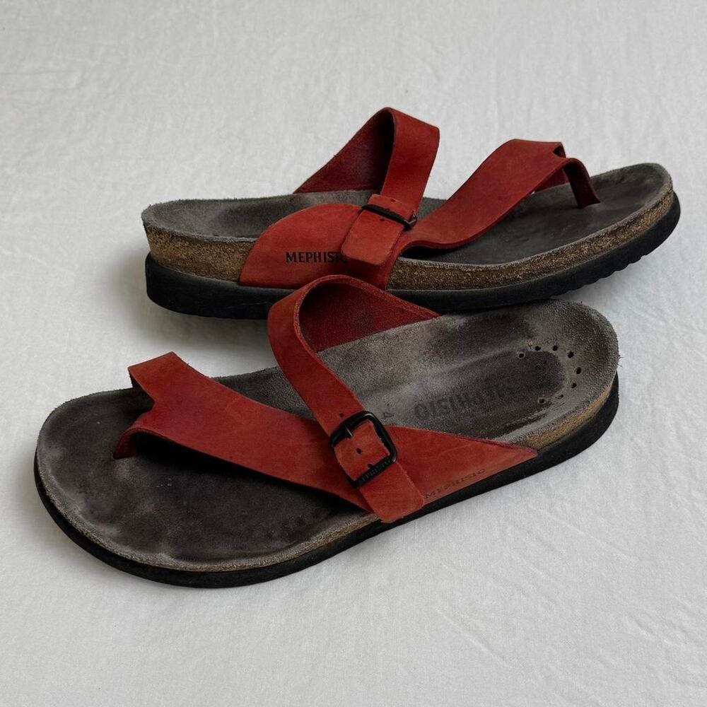 Mephisto Colorful Orange Suede Leather Sandals Size EU 41 US 10